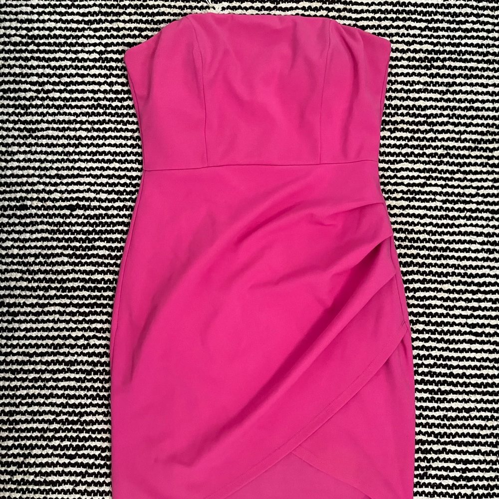Hot pink strapless dress